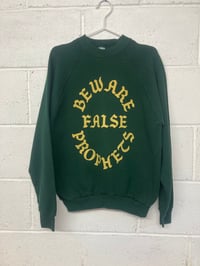 Image 1 of Beware False Prophets, green M/L (21"P2P, 25"S2H, 30"C2C) 