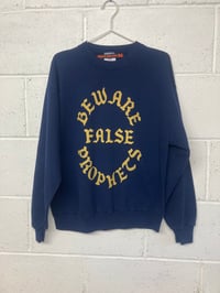 Image 1 of Beware False Prophets, blue L (21.5"P2P, 25"S2H, 30"C2C) 