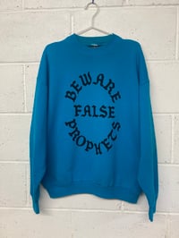 Image 1 of Beware False Prophets, teal L/XL (23.5"P2P, 26.5"S2H, 33"C2C) 