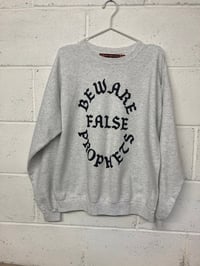 Image 1 of Beware False Prophets, grey L/XL (24"P2P, 26"S2H, 31"C2C) 