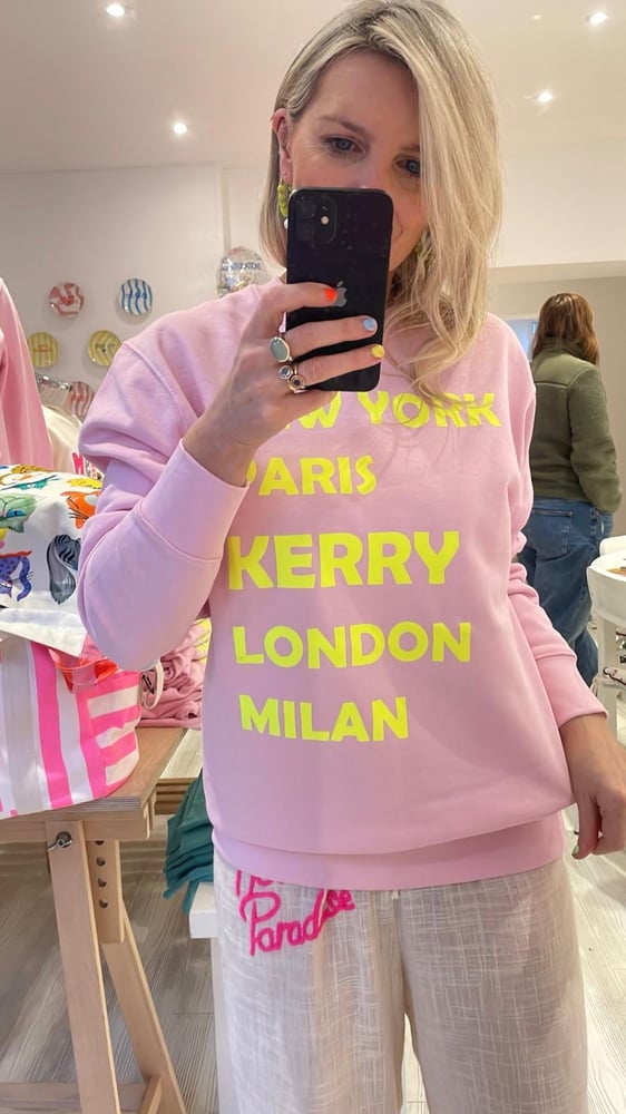 Image of Kerry Pink Neon Yellow Slogan Sweatshirt