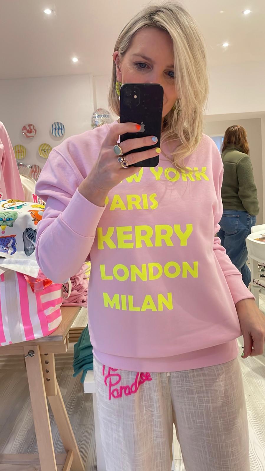 Image of Kerry Pink Neon Yellow Slogan Sweatshirt