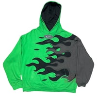 Image 3 of (L-XL) Nike Hoodie Flame Side Series GREEN BLACK (Isaoo) 643