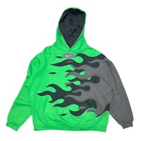 Image 4 of (L-XL) Nike Hoodie Flame Side Series GREEN BLACK (Isaoo) 643