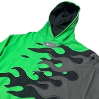 Image 2 of (L-XL) Nike Hoodie Flame Side Series GREEN BLACK (Isaoo) 643