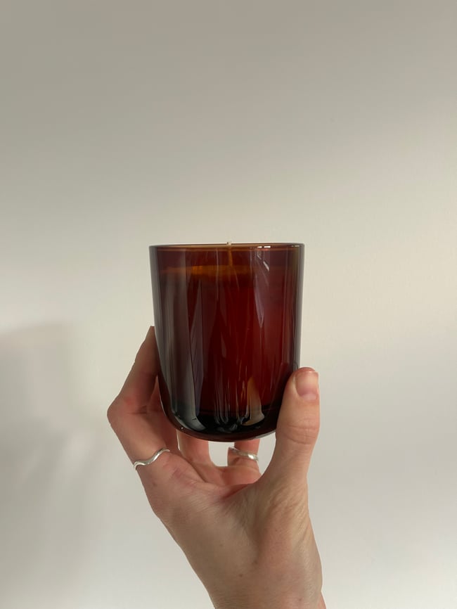 small amber glass candle