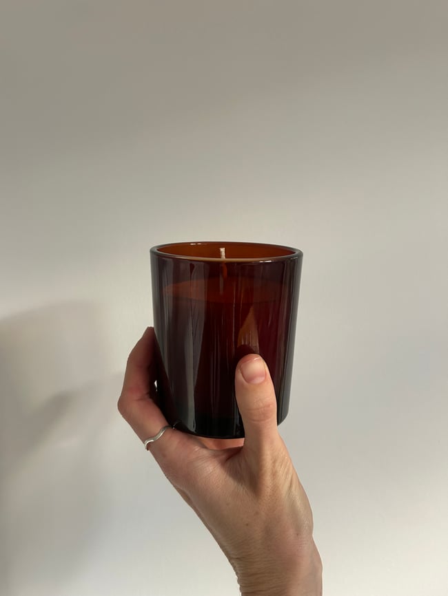 small amber glass candle