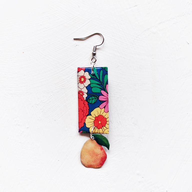 ‘flower power, peach and pear’ – sunny side up earrings, singles or set Image 3