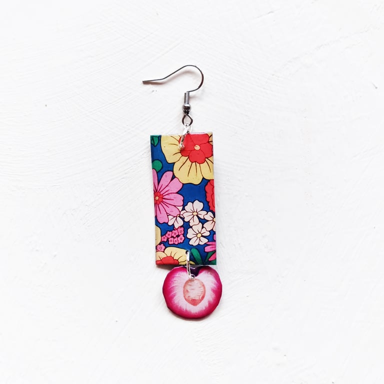 ‘flower power, peach and pear’ – sunny side up earrings, singles or set Image 2