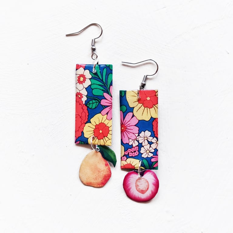 ‘flower power, peach and pear’ – sunny side up earrings, singles or set