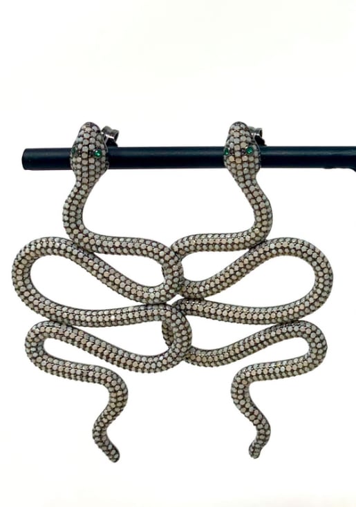 Image of Snake Earrings (Matte White or Shiny Green)