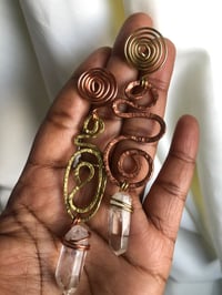 Image 1 of Abstract clear quartz earrings 