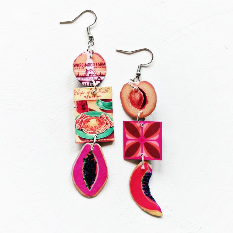 ‘pancakes, peach and papaya’ – sunny side up earrings, singles or set