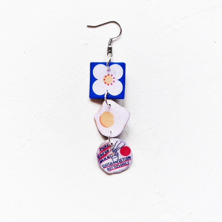 ‘golden egg and daisy blue’ – sunny side up earrings, singles or set Image 2