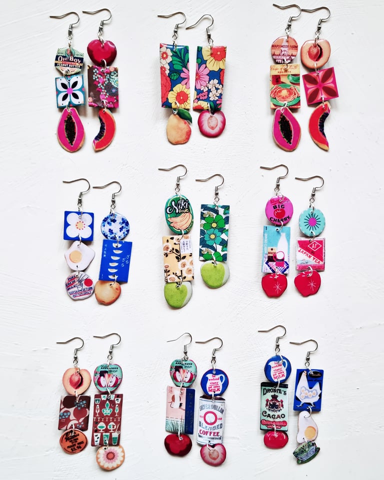 ‘red apple, cherry tea’ – sunny side up earrings, singles or set Image 4