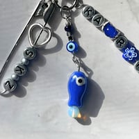 Image 3 of SKZ KARMA Keychain | Blue Evil Eye & Fish Charm Keychain