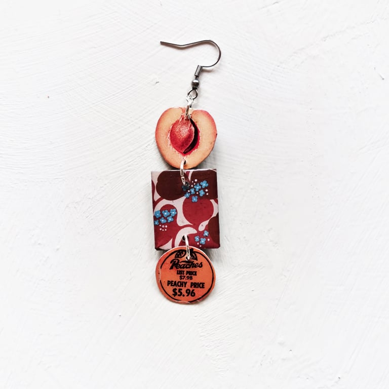 ‘cocoa-mint and peachy fruit’ – sunny side up earrings, singles or set Image 3