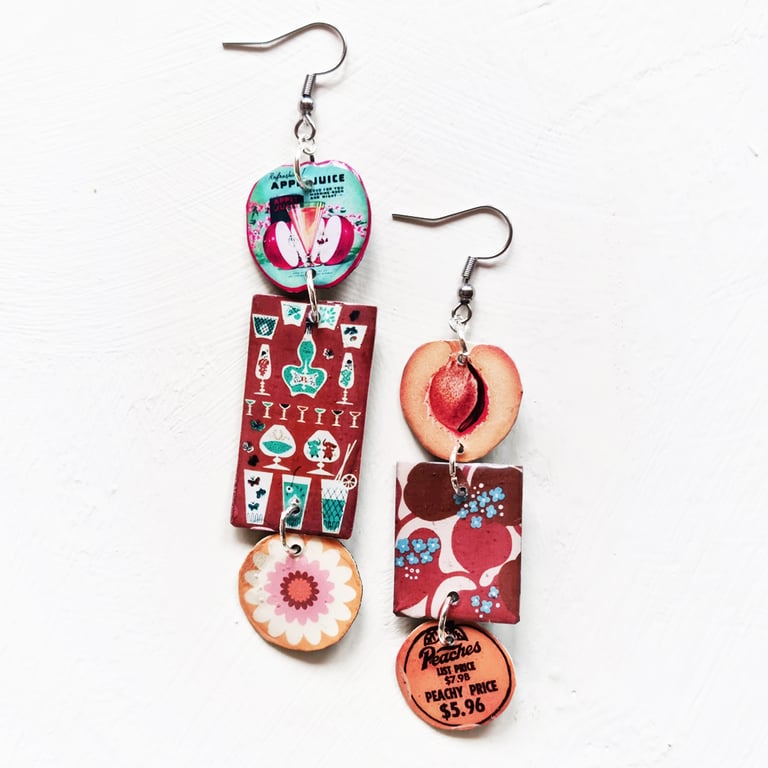 ‘cocoa-mint and peachy fruit’ – sunny side up earrings, singles or set