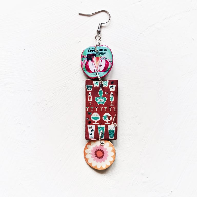 ‘cocoa-mint and peachy fruit’ – sunny side up earrings, singles or set Image 2