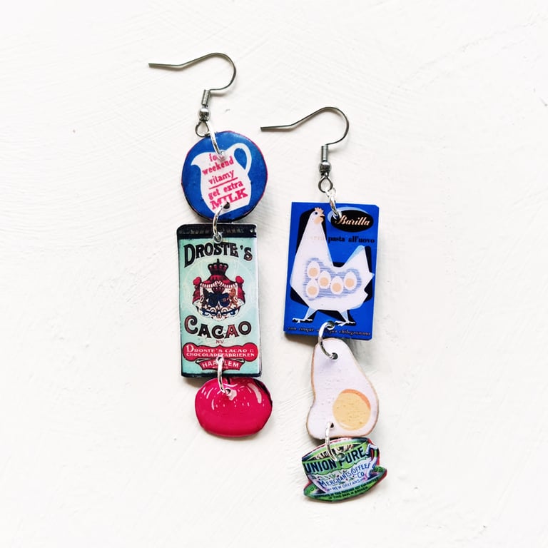 ‘droste’s cacao and golden eggs’ – sunny side up earrings, singles or set