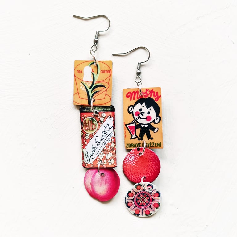  ‘white lily, orange coffee’ – sunny side up earrings, singles or set