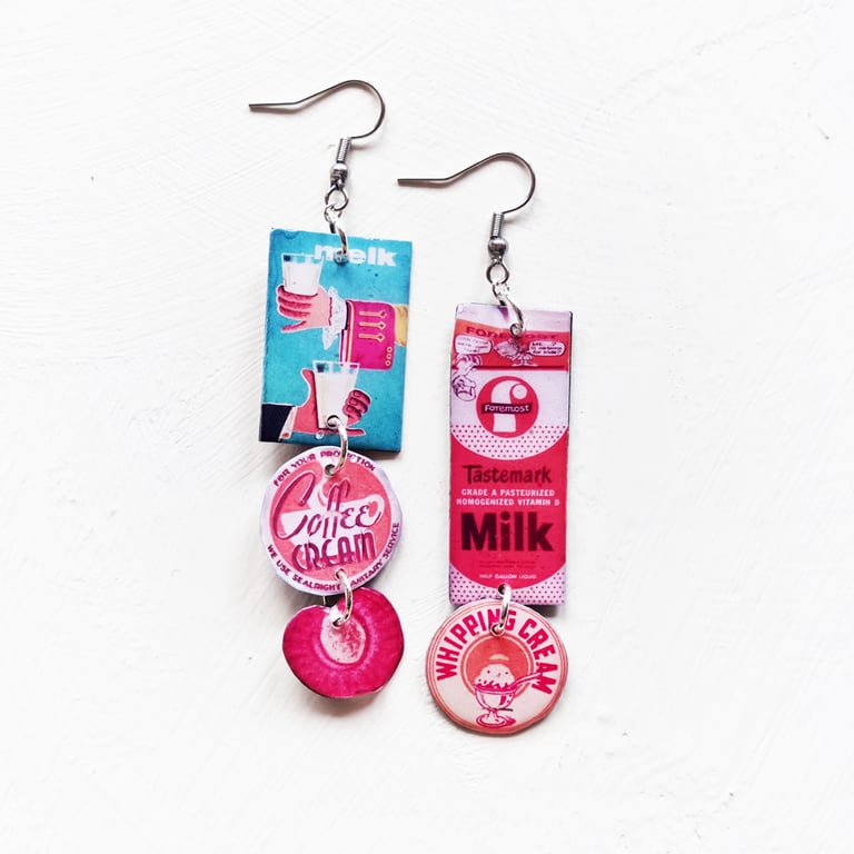 ‘fresh milk and coffee cream’ – sunny side up earrings, singles or set