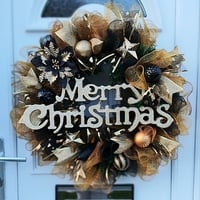 Image 1 of Elegant Black & Gold Christmas Wreath, Black & Gold Christmas Door/Wall  Decoration