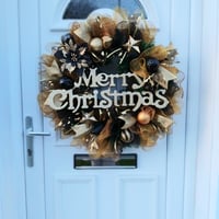 Image 3 of Elegant Black & Gold Christmas Wreath, Black & Gold Christmas Door/Wall  Decoration