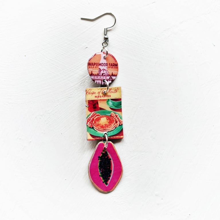 ‘pancakes, peach and papaya’ – sunny side up earrings, singles or set Image 2