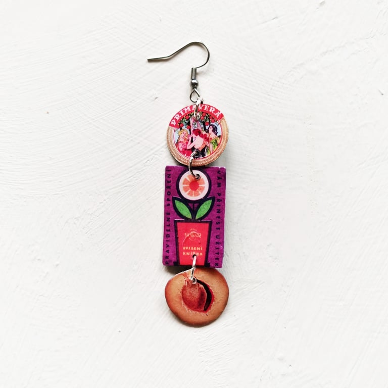 ‘pale pink primavera and peach’ – sunny side up earrings, singles or set Image 3
