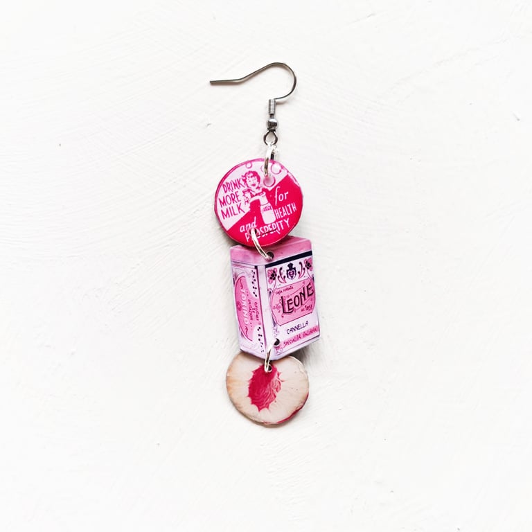 ‘japanese strawberry, tea tin and peach’ – sunny side up earrings, singles or set Image 3