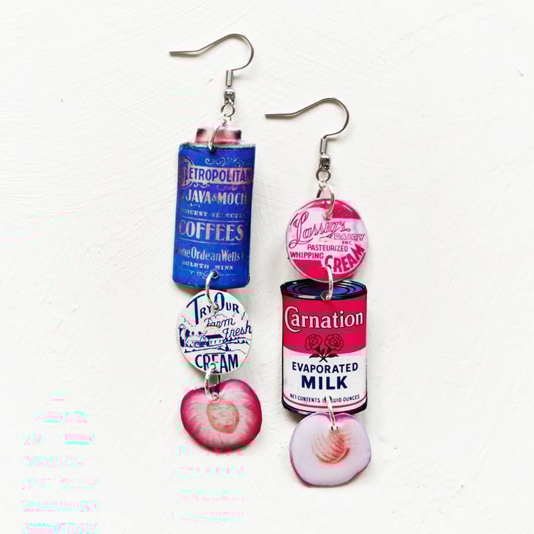 ‘metropolitan blue, carnation milk’ – sunny side up earrings, singles or set