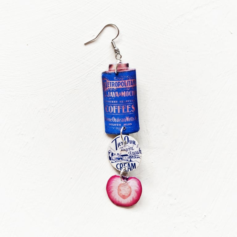 ‘metropolitan blue, carnation milk’ – sunny side up earrings, singles or set Image 3