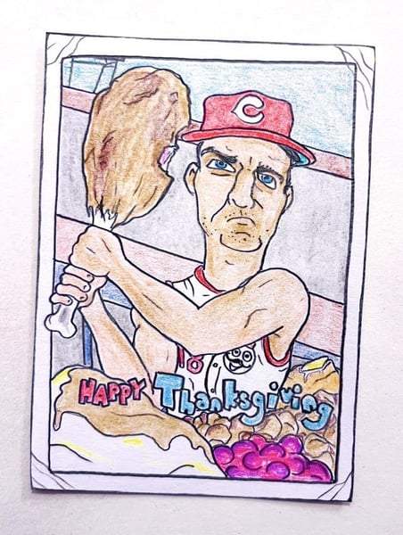 Image of Original pencil artwork—Ted Kluszewski, Thanksgiving 2025