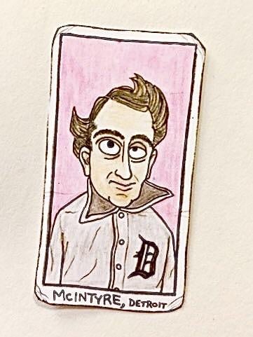 Image of Original pencil artwork—Matty McIntyre (note: tobacco card dimensions)