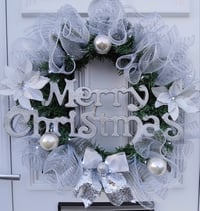 Image 2 of Silver Christmas Wreath, Wall Decor, Door Wreath
