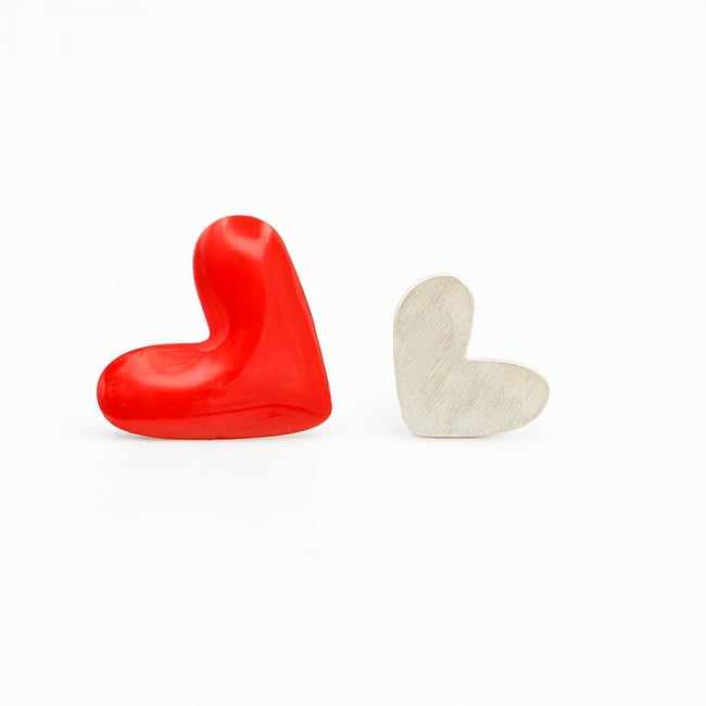 ORECCHINI CUORE A LOBO IN ARGENTO E SMALTO