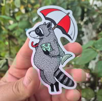 Image 1 of Raccoon with Umbrella Vinyl Sticker
