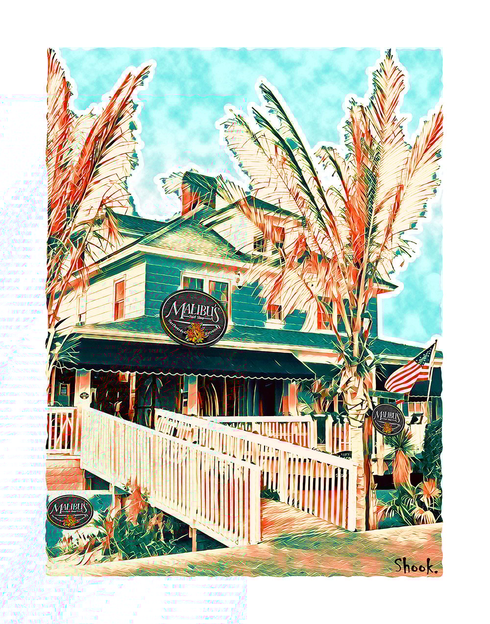 Malibu's Surf Shop Ocean City, MD Art Print (Multi-size options)