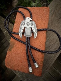 Image 1 of WL&A Handmade Ingot Repousse Thunderbird Bolo Tie 