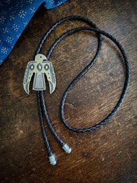 Image 2 of WL&A Handmade Ingot Repousse Thunderbird Bolo Tie 