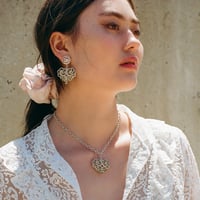 Image 1 of Heart's Desire Necklace & Earring Set, Olive & Peach