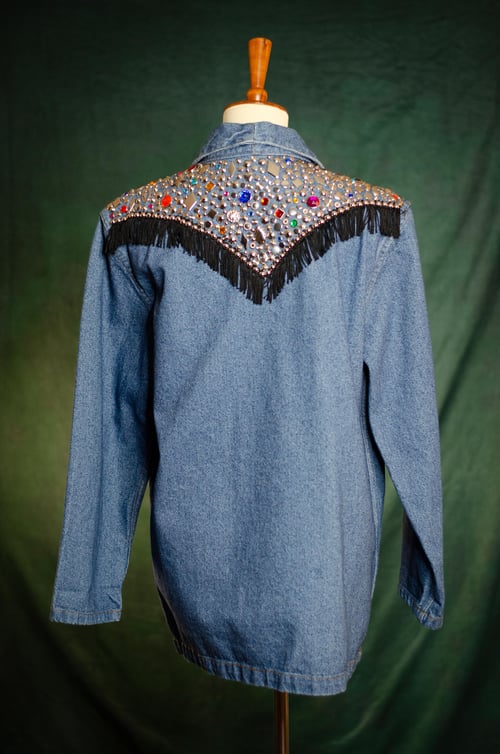 Image of Vintage Shimere Embellished Fringe Denim Blazer
