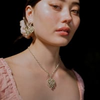 Image 2 of Heart's Desire Necklace & Earring Set, Olive & Peach