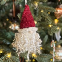 Image 1 of Hand Knitted Santa Gnome Christmas Ornament