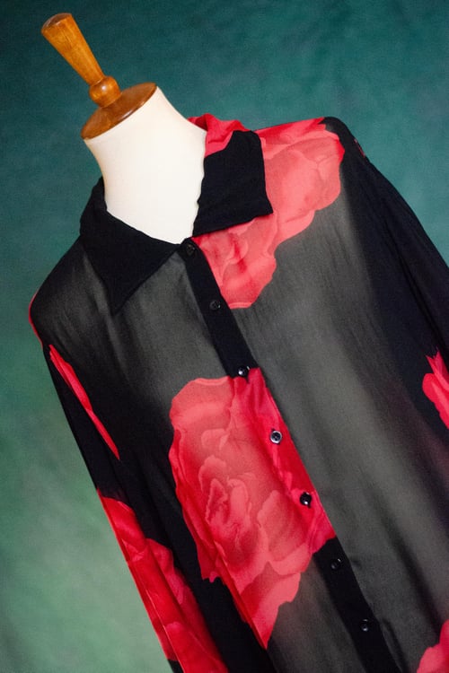 Image of Vintage Folasade Semi Sheer Bold Flower Blouse 
