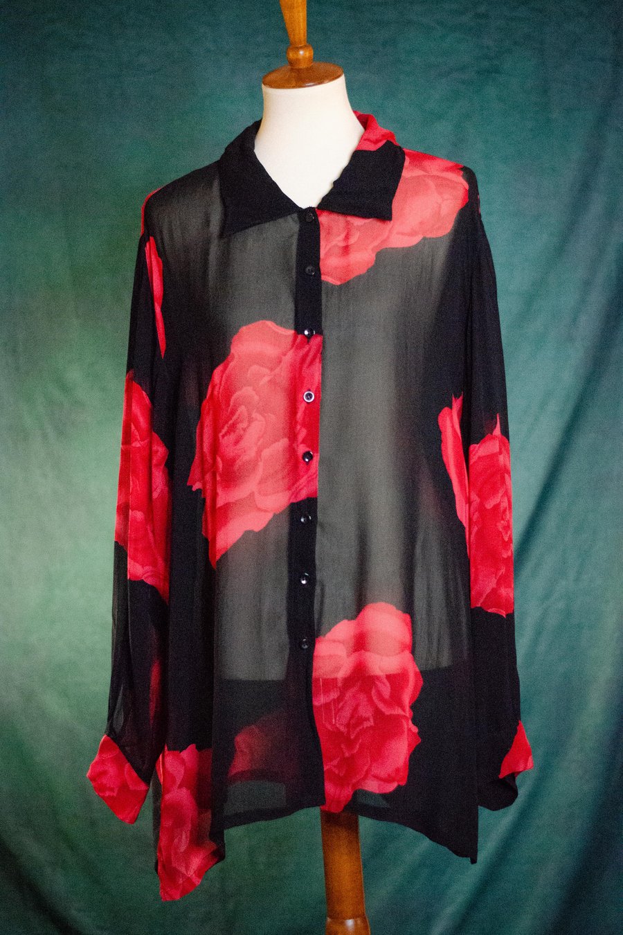 Image of Vintage Folasade Semi Sheer Bold Flower Blouse 