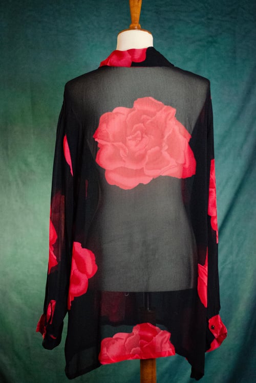 Image of Vintage Folasade Semi Sheer Bold Flower Blouse 
