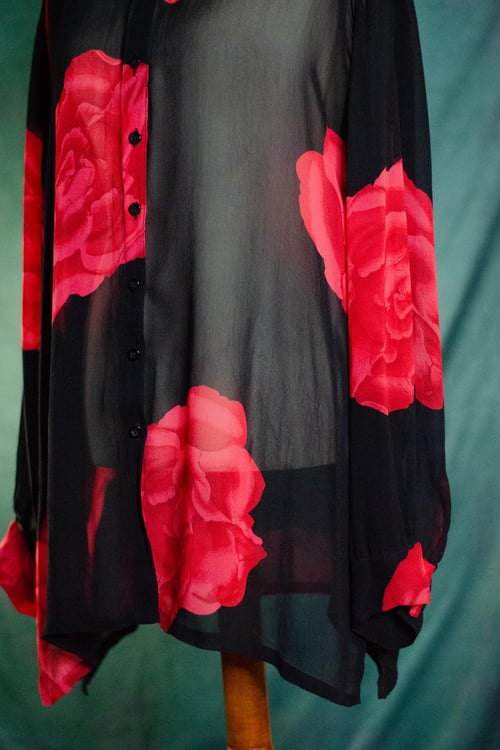 Image of Vintage Folasade Semi Sheer Bold Flower Blouse 