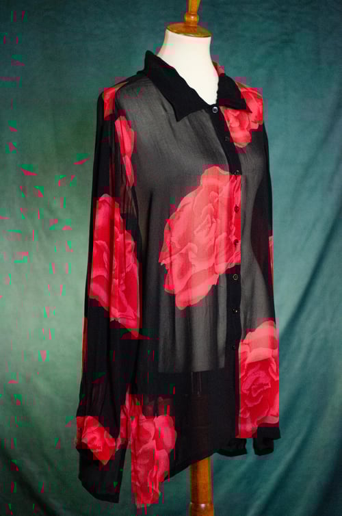 Image of Vintage Folasade Semi Sheer Bold Flower Blouse 